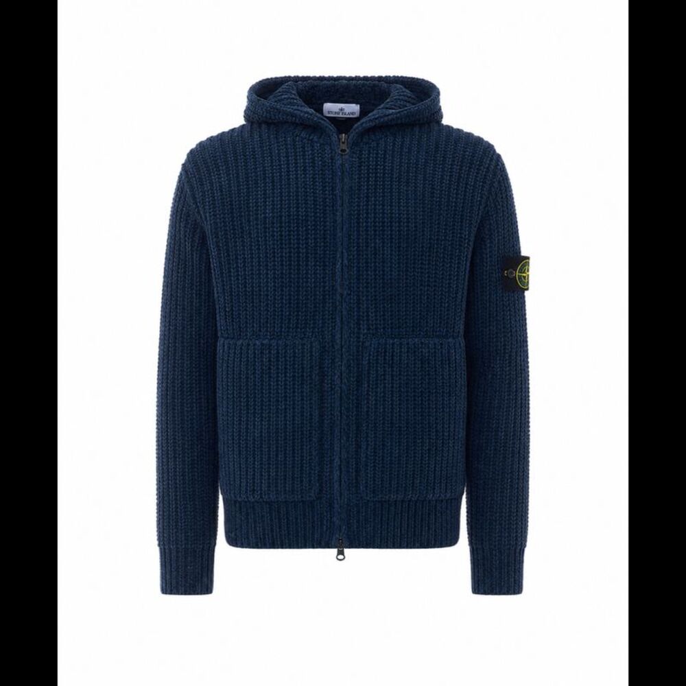 Stone Island Men Logo Zipped And Hooded Sweater